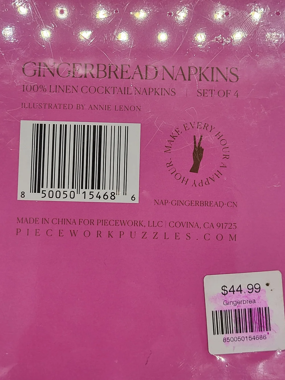 Piecework Gingerbread Linen Napkins